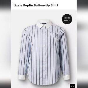 Torrid Striped Button-Up Shirt - Blue and White